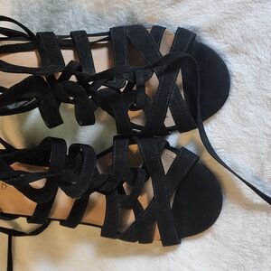 Torrid Black Laceup Ankle Wrap Sandels